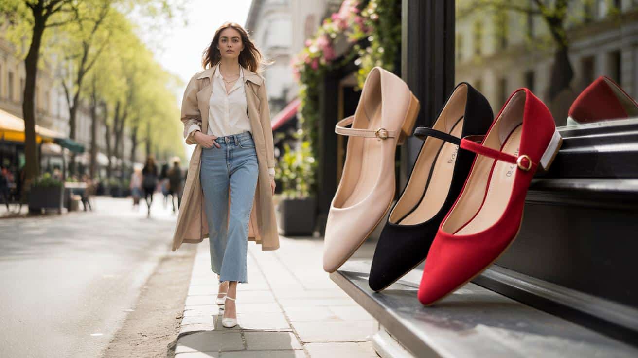 Baleriny z paseczkiem wracają na wiosnę. Buty, które robią całą stylizację