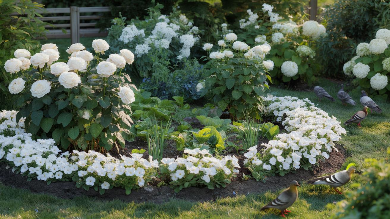 Biała roślina, która zniechęca gołębie do lądowania w ogrodzie