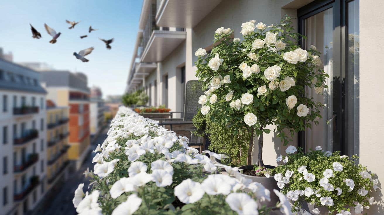 Biała roślina, która zniechęca gołębie do siadania na balkonie