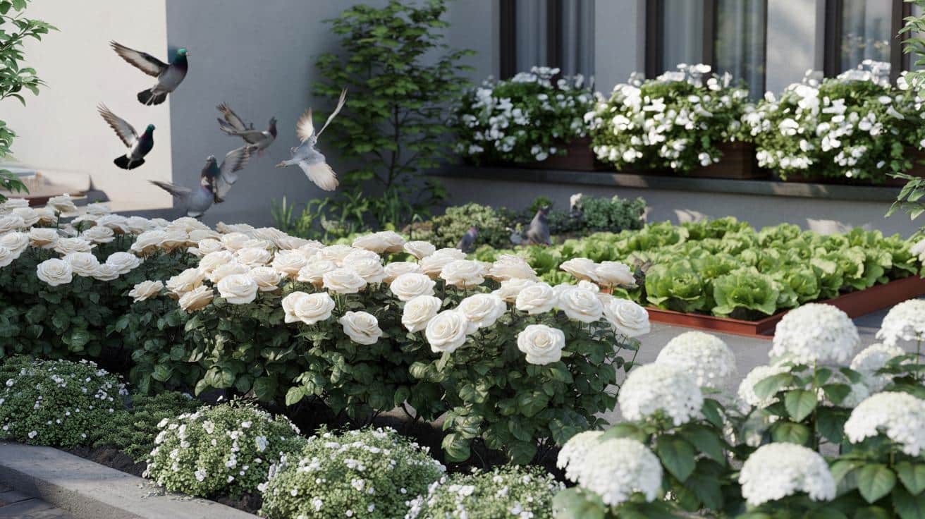 Biała roślina, która zniechęca gołębie do siadania w ogrodzie