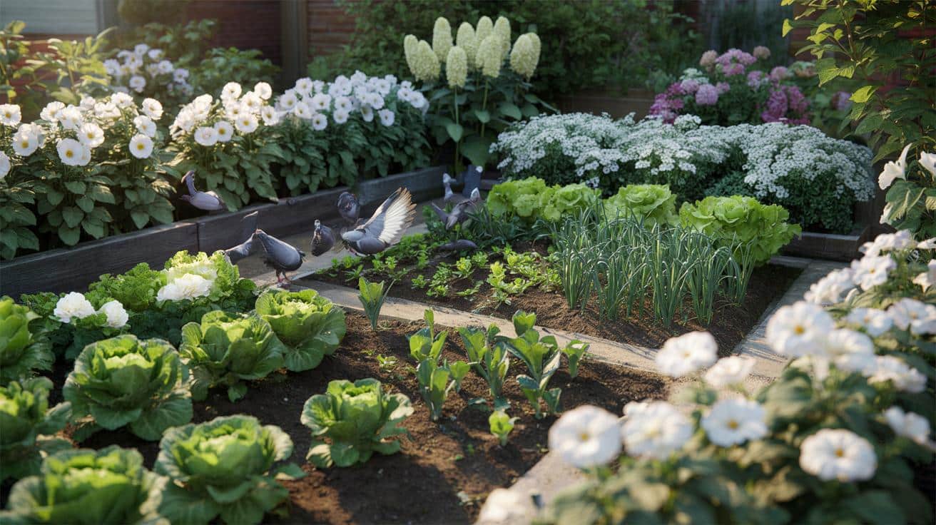 Białe kwiaty zamiast siatek i kolców: prosty trik na gołębie w ogrodzie