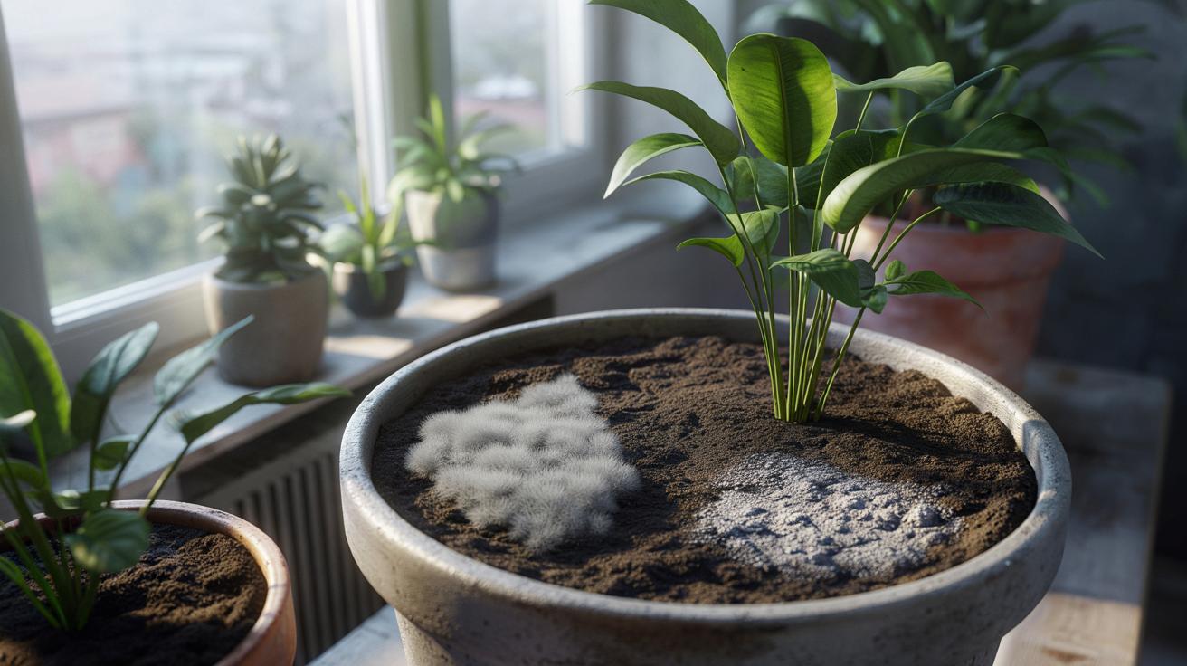 Biały nalot na ziemi w doniczce? Oto co mówi o twojej roślinie