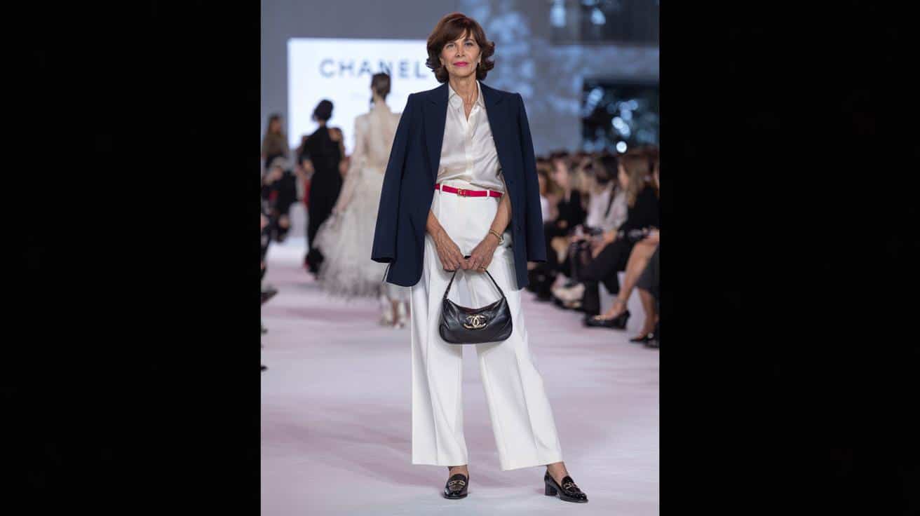 Biały pantalon wraca do łask: Inès de la Fressange zachwyca na pokazie Chanel