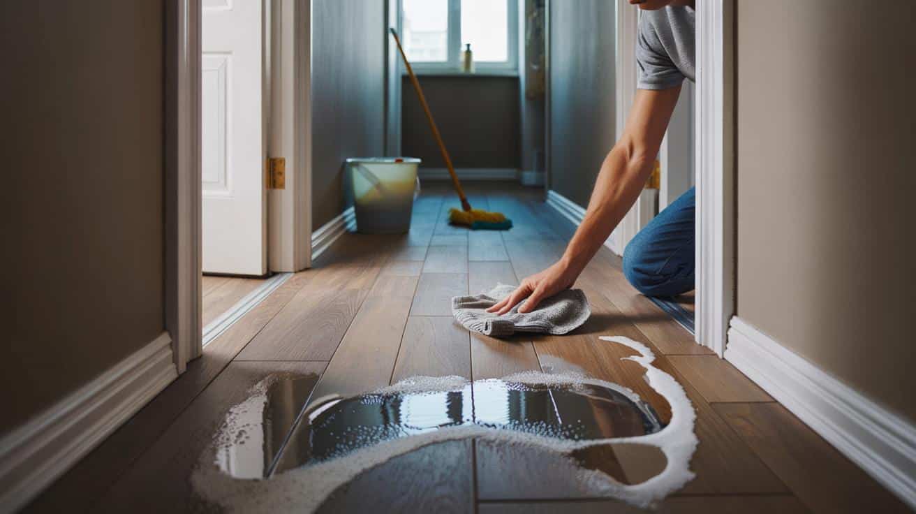 Błąd przy czyszczeniu paneli podłogowych który zostawia białe ślady przy futrynach