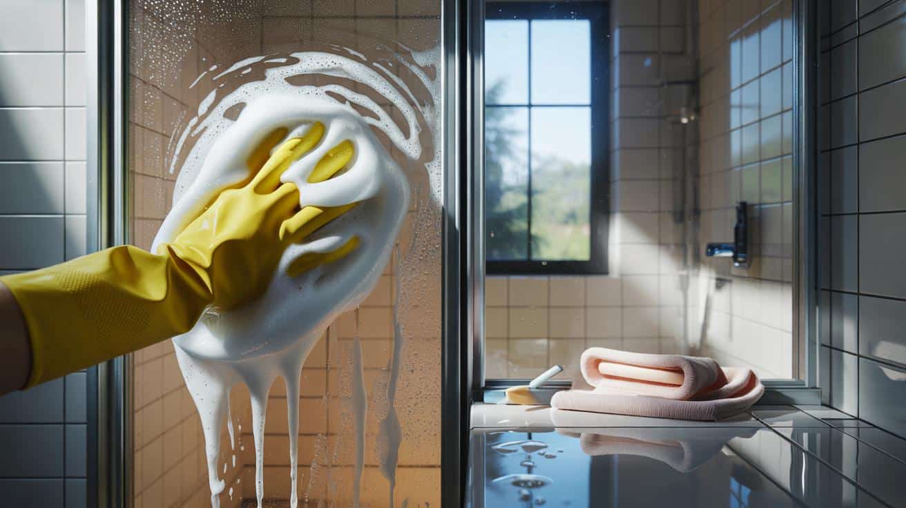 Błąd przy myciu drzwi prysznicowych który zostawia więcej osadu niż zabiera