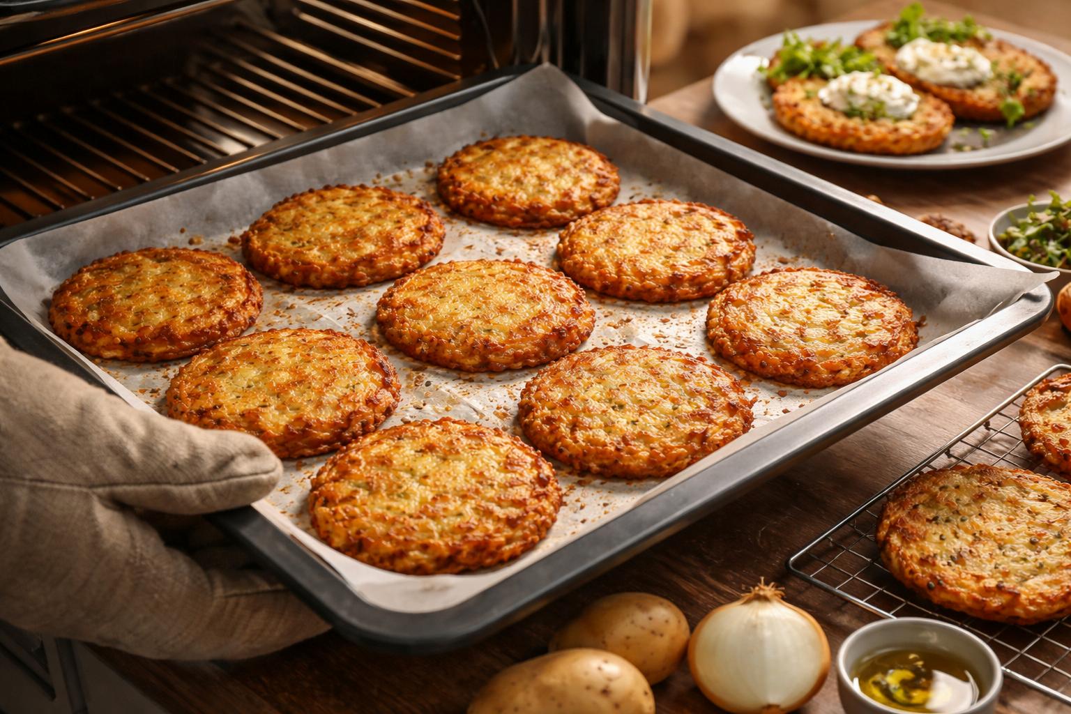 Chrupiące placki ziemniaczane z piekarnika w 10 minut pracy