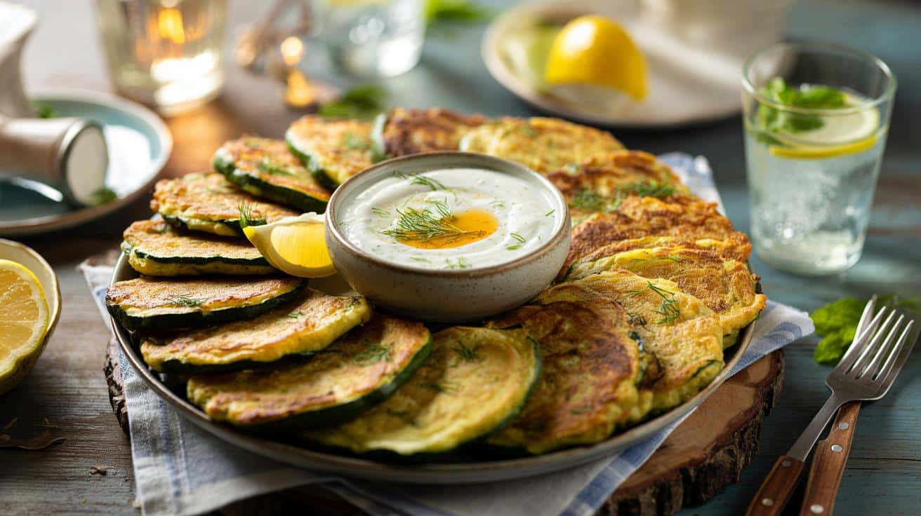 Chrupiące placuszki z cukinii w greckim stylu. Idealne na wieczorne spotkania