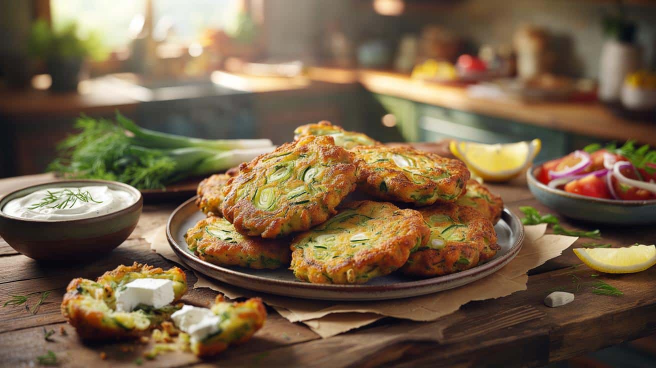 Chrupiące placuszki z pora i fety, które znikają z talerza w minutę