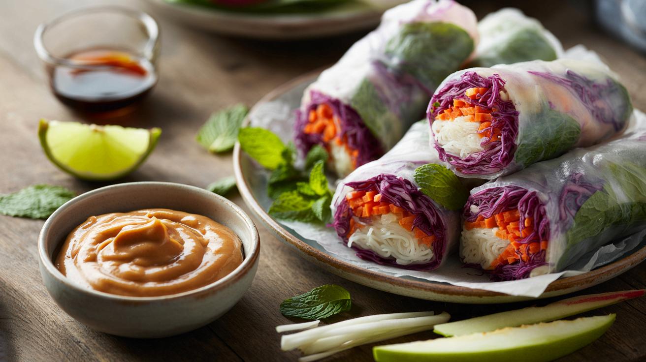 Chrupiące roladki z warzyw zimowych z sosem orzechowym w 20 minut