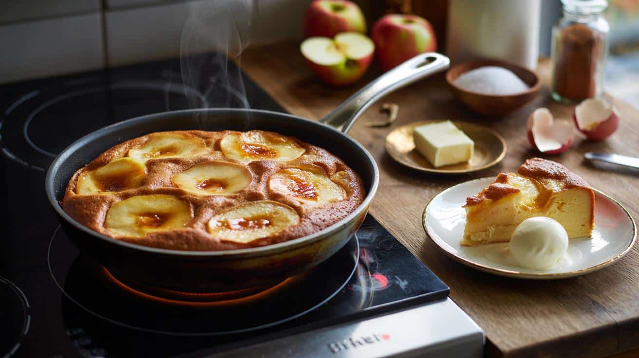 Ciasto jabłkowe z patelni: ciepły deser w 25 minut, bez piekarnika