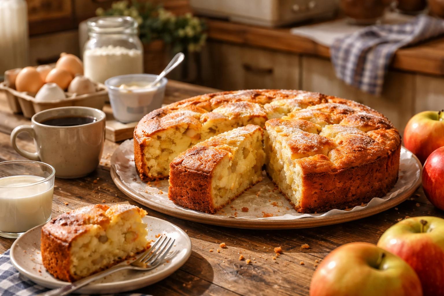 Ciasto jogurtowe z jabłkami jak od babci: miękkie, wilgotne i zawsze znika do ostatniego okruszka
