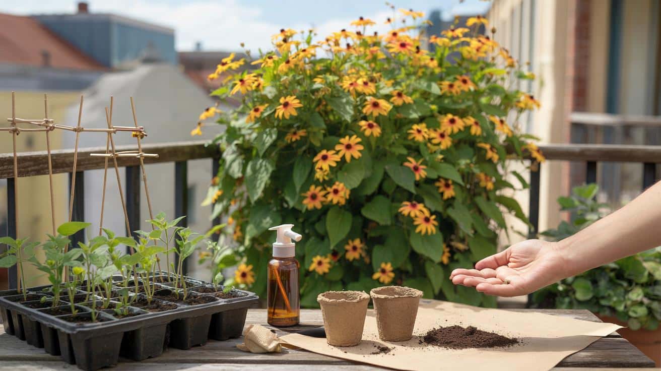 Czarujące pnącze dla leniwych ogrodników: jak wysiać czarnooką Zuzannę krok po kroku