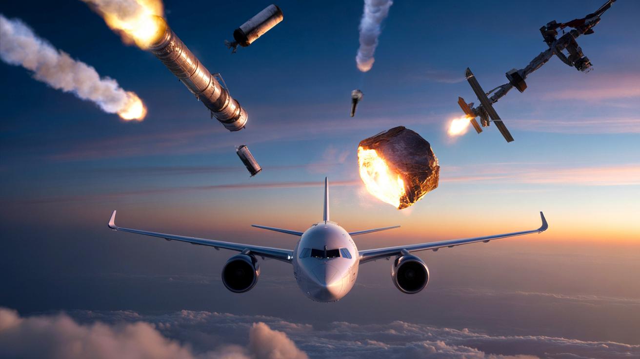 Czy kosmiczny złom może uderzyć w samolot pasażerski? Eksperci ostrzegają