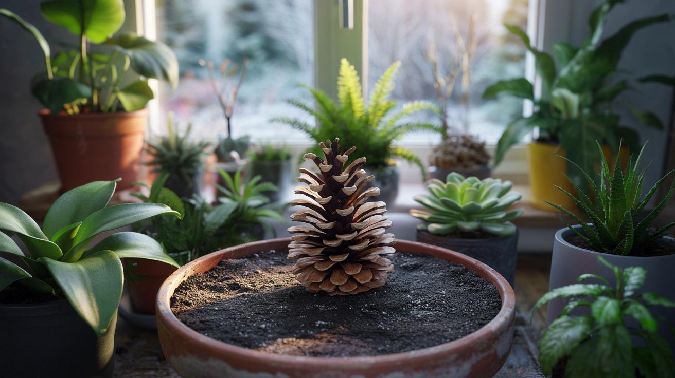Dlaczego warto położyć szyszkę na ziemi kwiatów zimą? Zaskakująco skuteczny trik