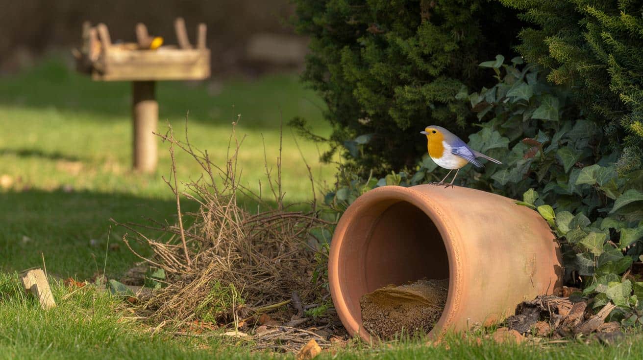 Dlaczego zwykła donica z gliny działa lepiej niż drogi karmnik dla rudzika