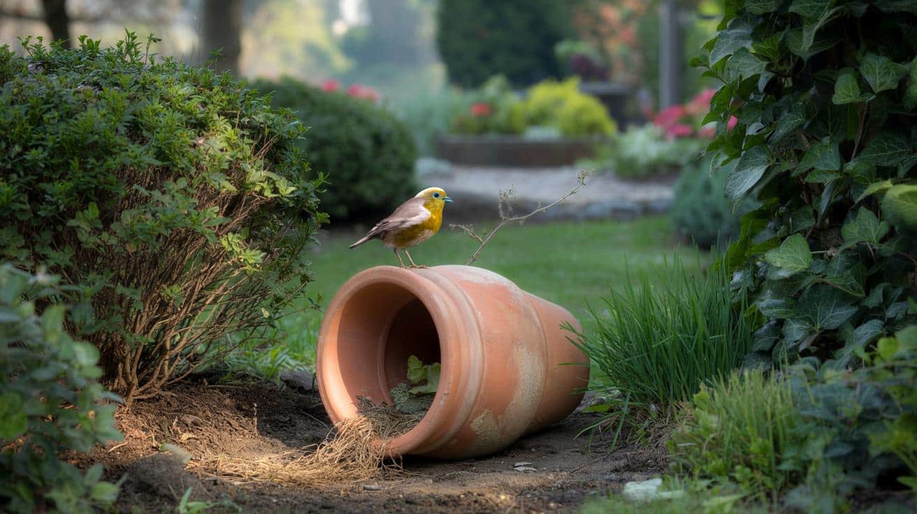 Doniczka zamiast budki: prosty trik, który przyciąga rudzika do ogrodu