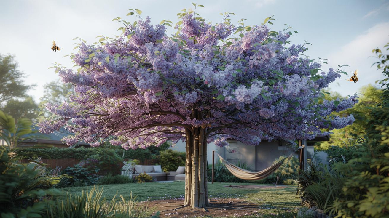 Drzewo, które rośnie jak bambus, a wiosną zamienia ogród w fioletową chmurę