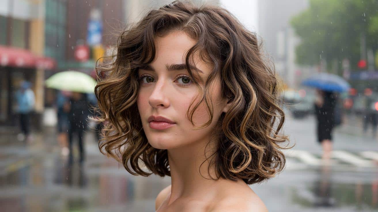 Fryzura na włosy falowane które puszą się przy wilgoci