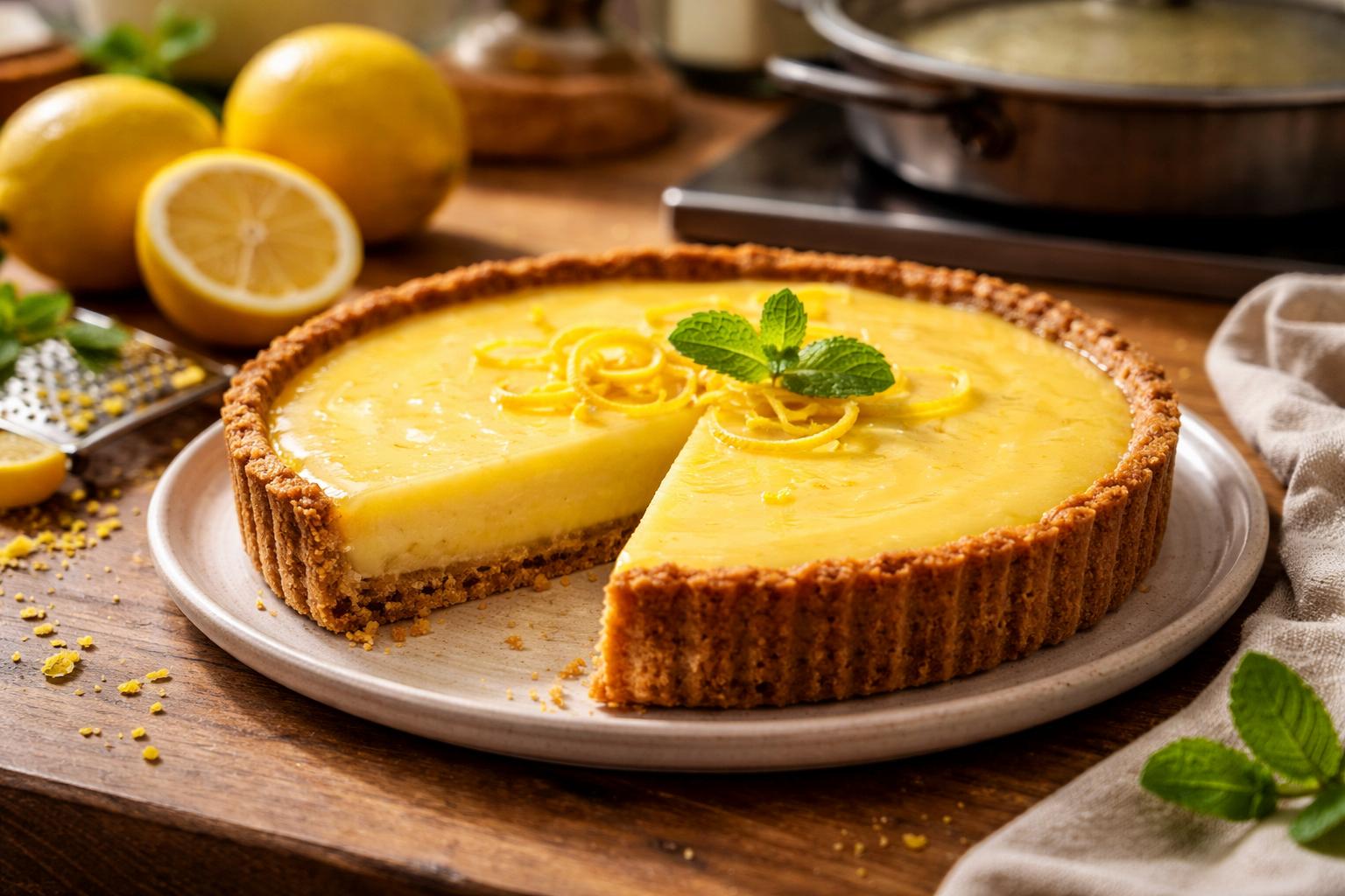 Genialna tarta cytrynowa z patelni: chrupiący spód, aksamitny wierzch