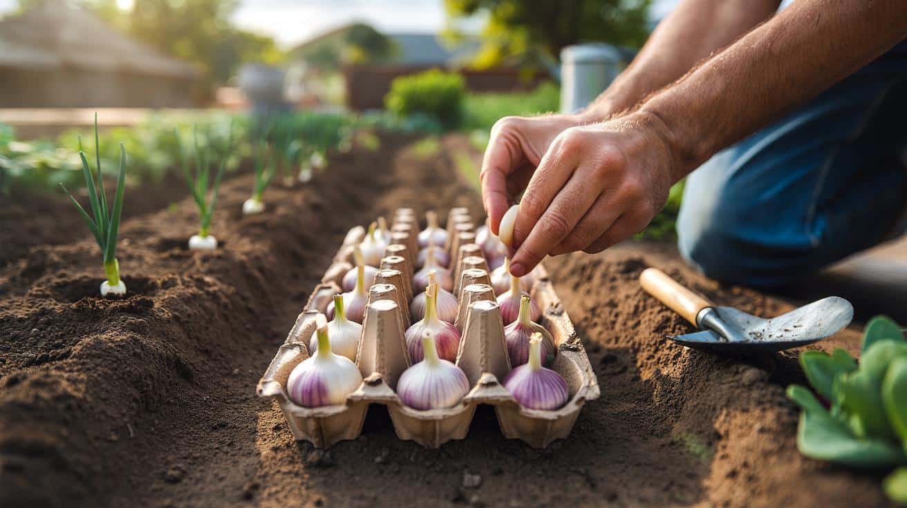 Genialnie prosty trik na idealne sadzenie czosnku. Wystarczy pudełko po jajkach