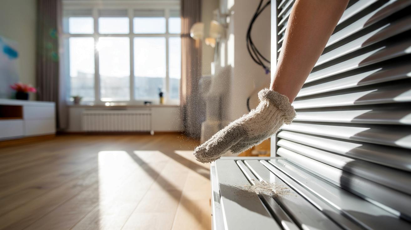 Genialny patent na kurz: stara skarpeta, a listwy i rolety długo czyste