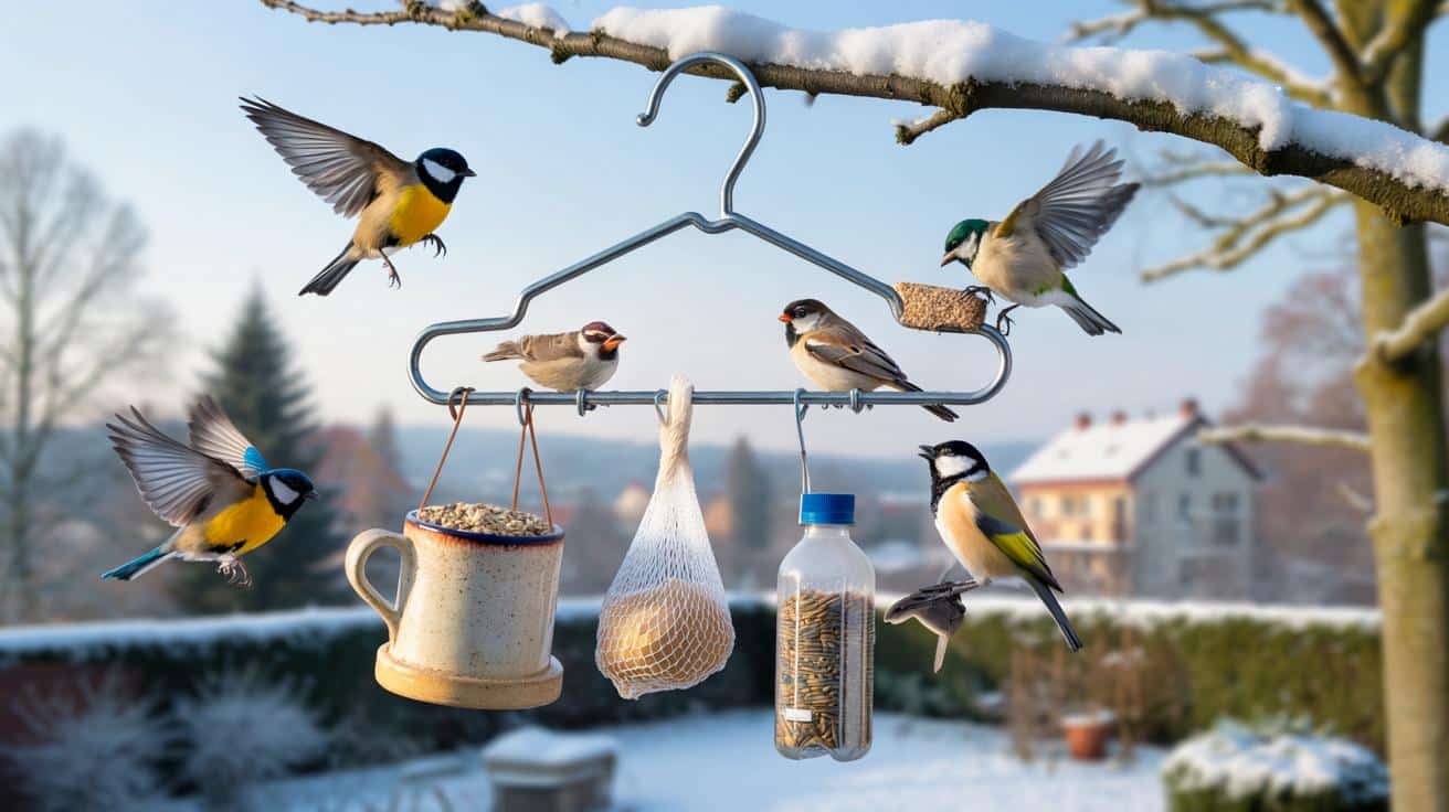 Genialny sposób na karmnik z wieszaka: tak eksperci dokarmiają ptaki zimą