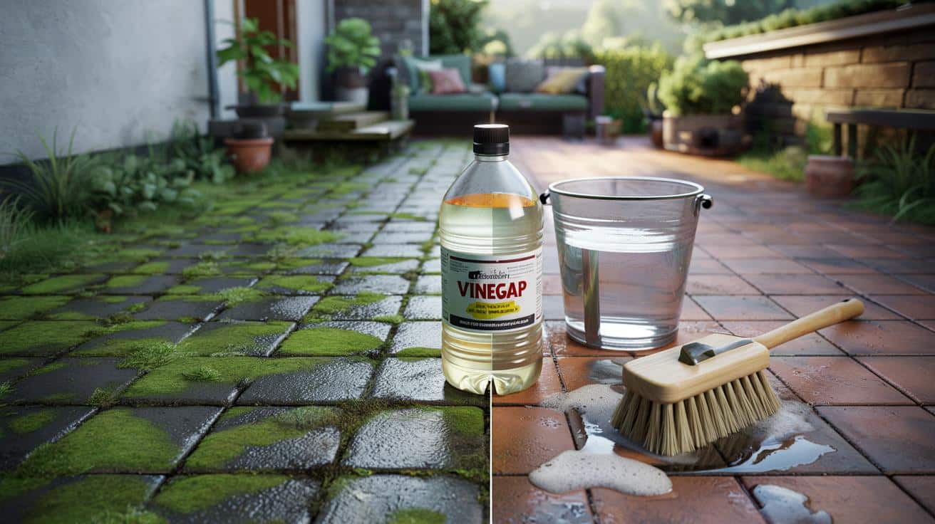 Genialny trik na zielony taras: tani kuchenny produkt czyści kostkę w godzinę