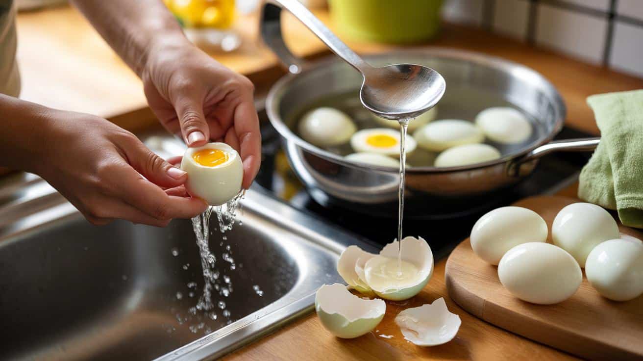 Genialny trik z łyżką: jak obrać jajko na twardo bez rwania białka
