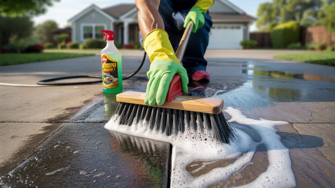 Genialny trik z miotłą i kuchennym środkiem, który zastępuje myjkę ciśnieniową na podjeździe