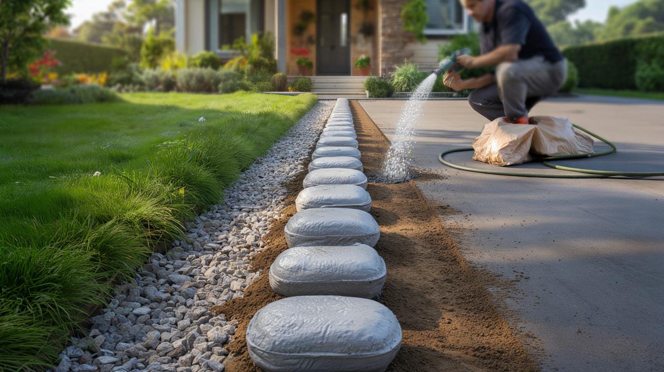 Genialny trik z workami betonu: prosta obramówka podjazdu, którą większość robi źle