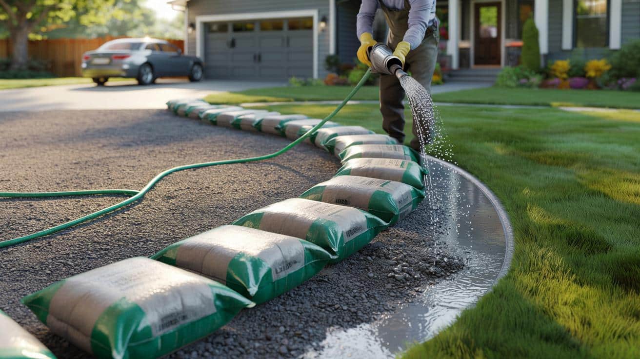 Genialny trik z workami betonu: równa krawędź podjazdu w jeden weekend