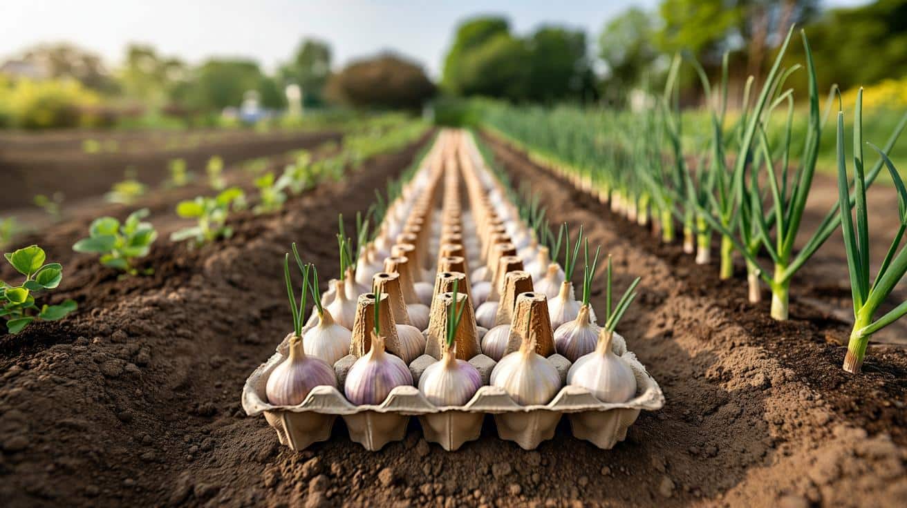 Genialny trik z wytłoczką po jajkach: idealne odstępy przy sadzeniu czosnku