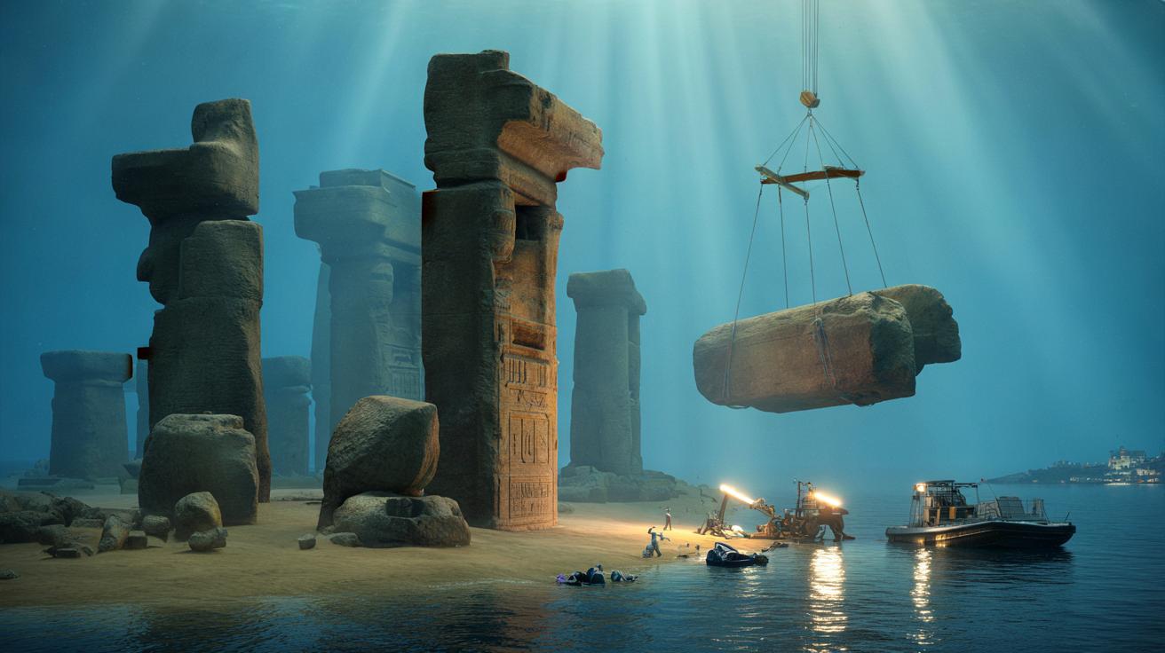 Gigantyczne bloki z latarni Aleksandrii wyłaniają się z dna Morza