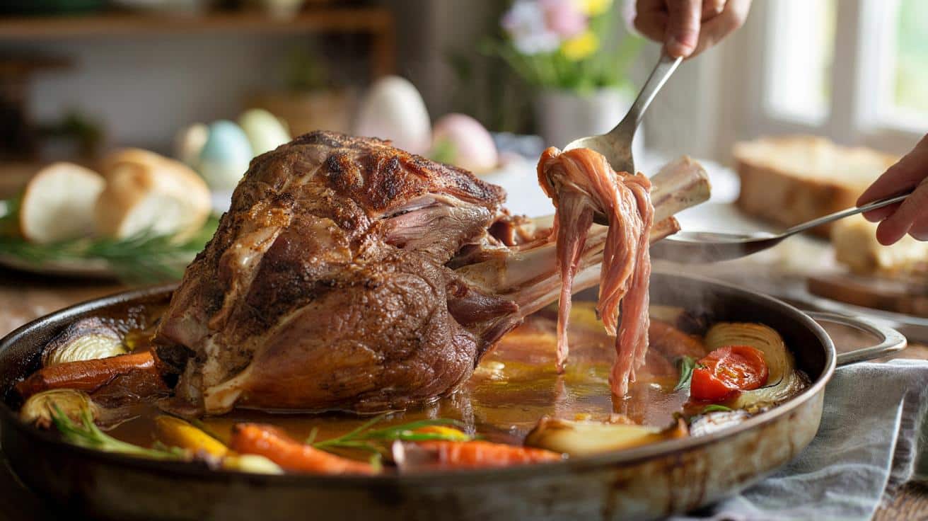 Gigot jagnięcy z piekarnika, który rozpada się pod łyżką – sekret wielkanocnej pieczeni