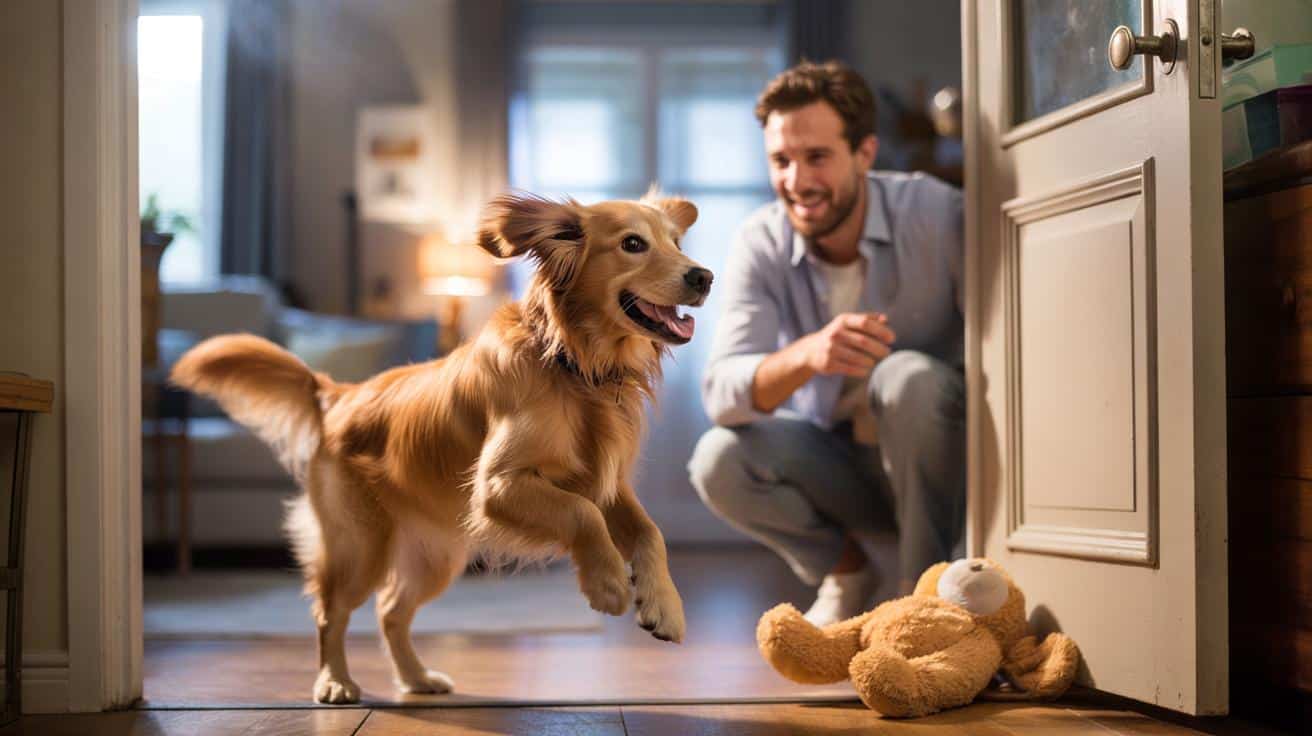 Golden retriever czekał tygodniami na pana. Gdy drzwi się otworzyły, kamera wszystko nagrała