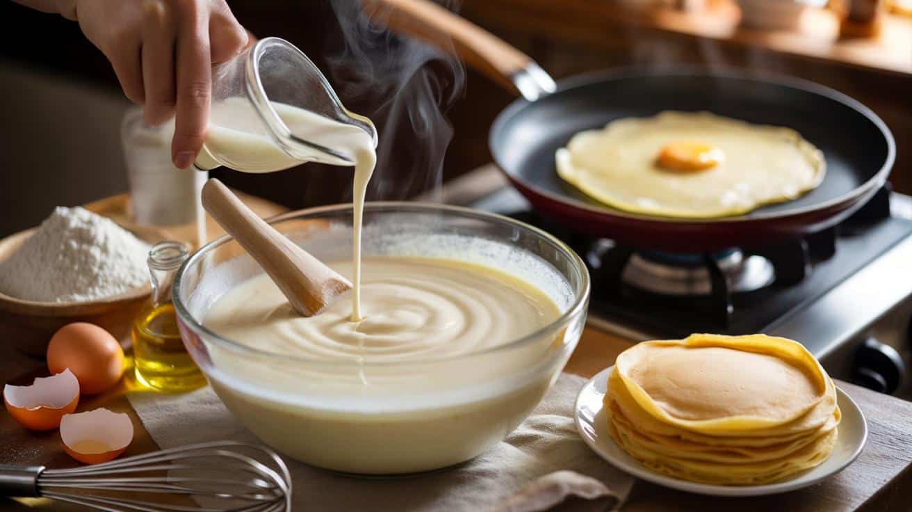 Gorące mleko w cieście na naleśniki: sprytny trik na idealną konsystencję w kilka minut