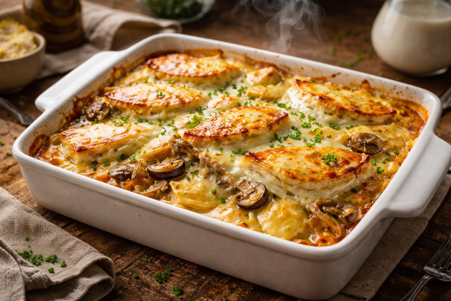 Gratin z ravioli i sera pleśniowego: kremowy hit w 25 minut