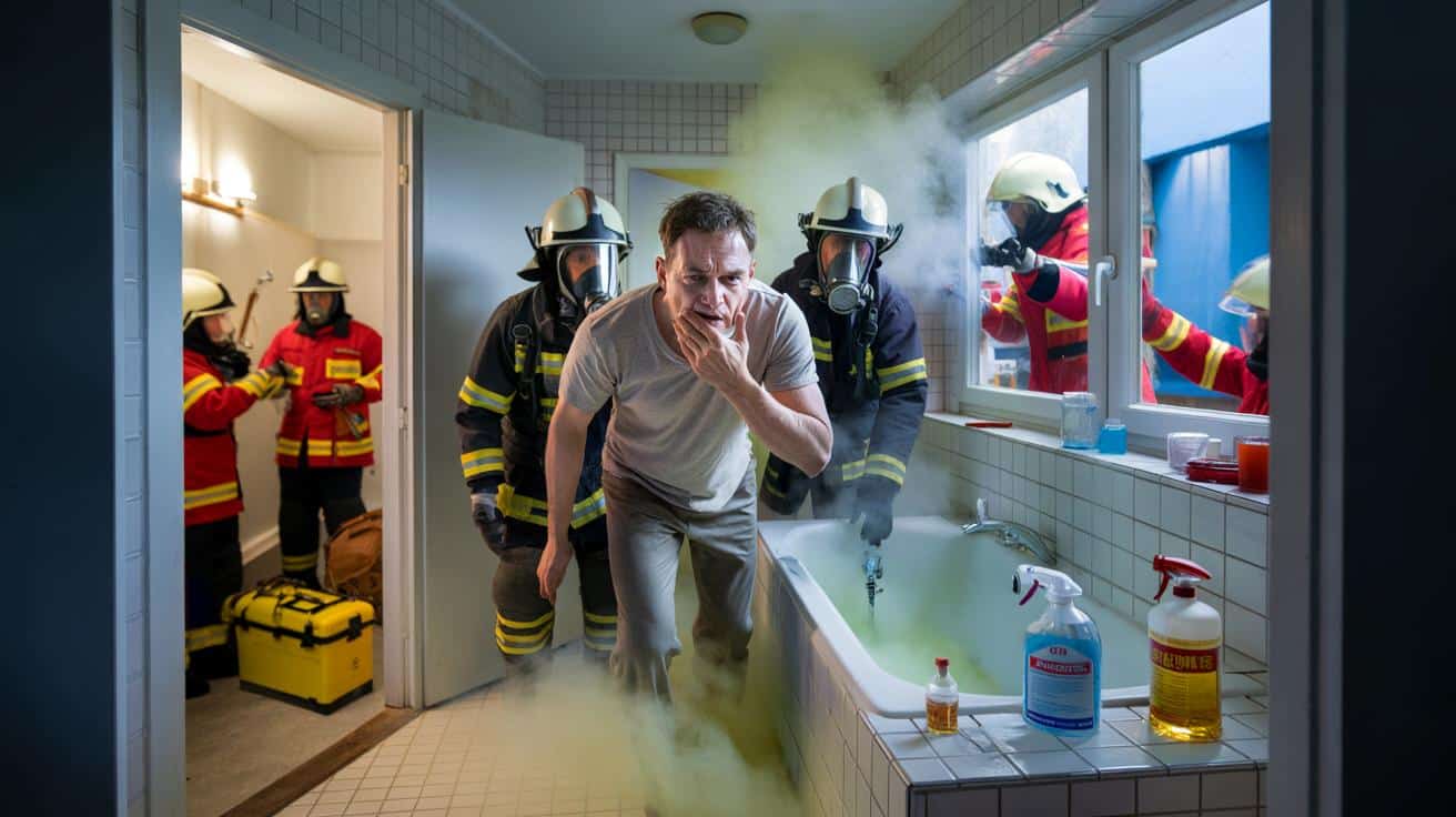 Groźny błąd podczas sprzątania łazienki: 13 strażaków w akcji