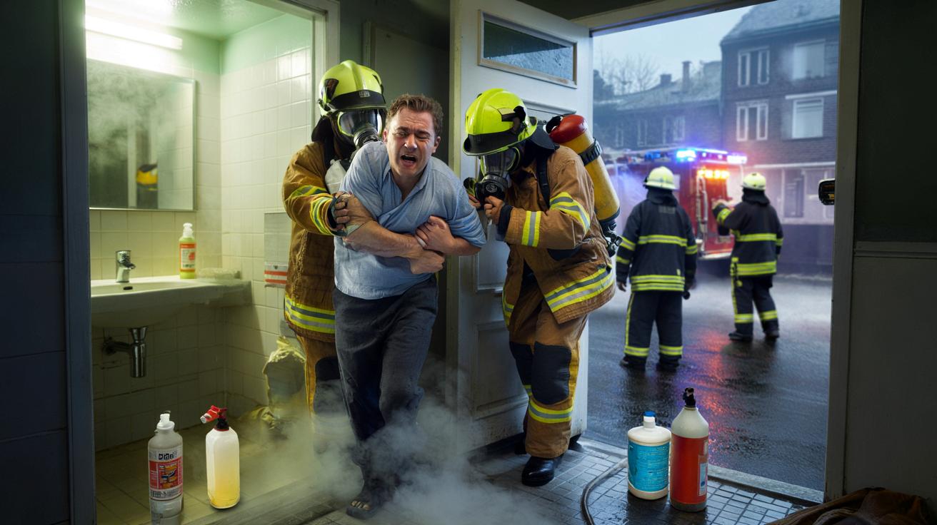 Groźny gaz w łazience po sprzątaniu: 13 strażaków w akcji