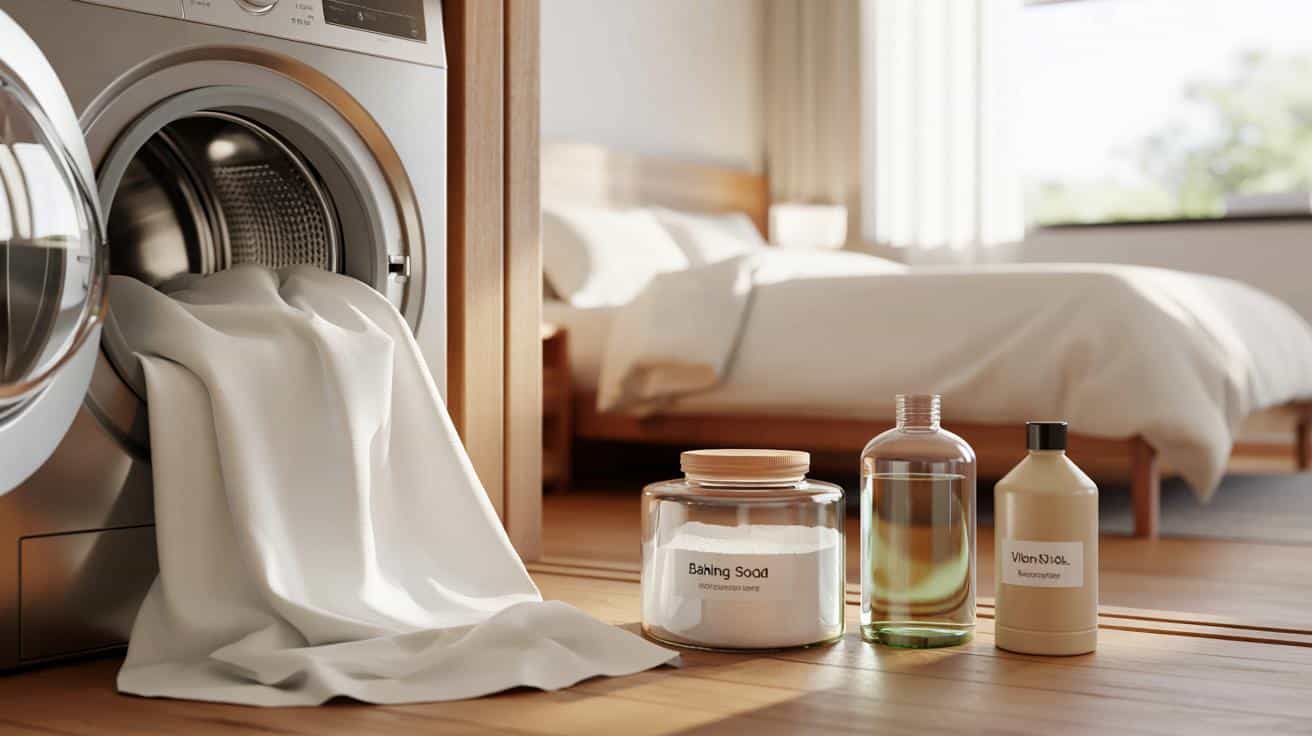 Hotelowo białe prześcieradła w domu: prosty trik z pralnią w roli głównej