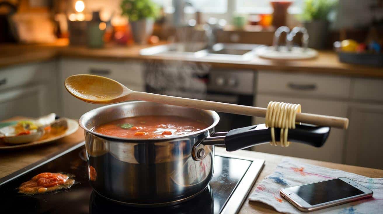 Jak gumka recepturka pomaga utrzymać łyżkę na brzegu garnka