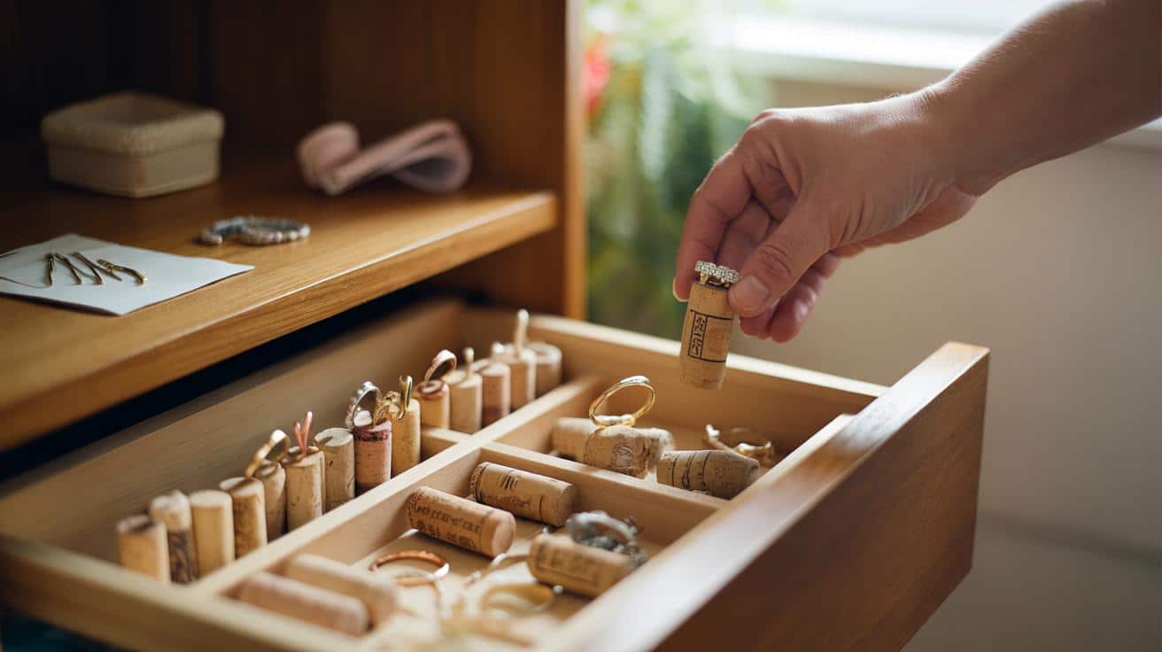 Jak kawałek korka w szufladzie pomaga uporządkować pierścionki