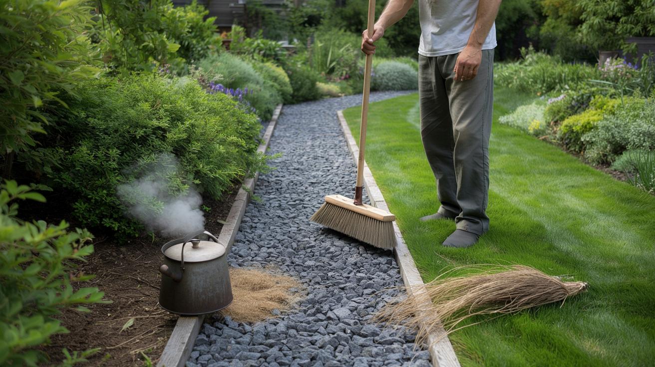 Jak mieć czystą ścieżkę żwirową bez plewienia i chemii latem