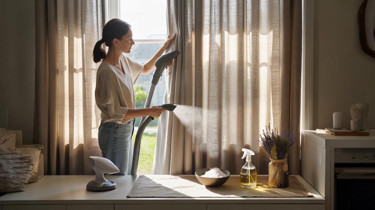 Jak odświeżyć zasłony bez zdejmowania: prosty trik na czyste i pachnące tkaniny