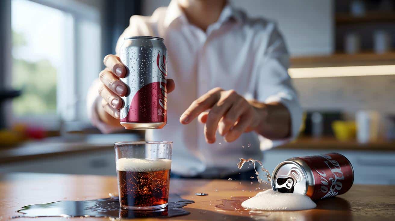 Jak otworzyć nagazowaną colę bez fontanny na koszulę? Jeden trik robi różnicę