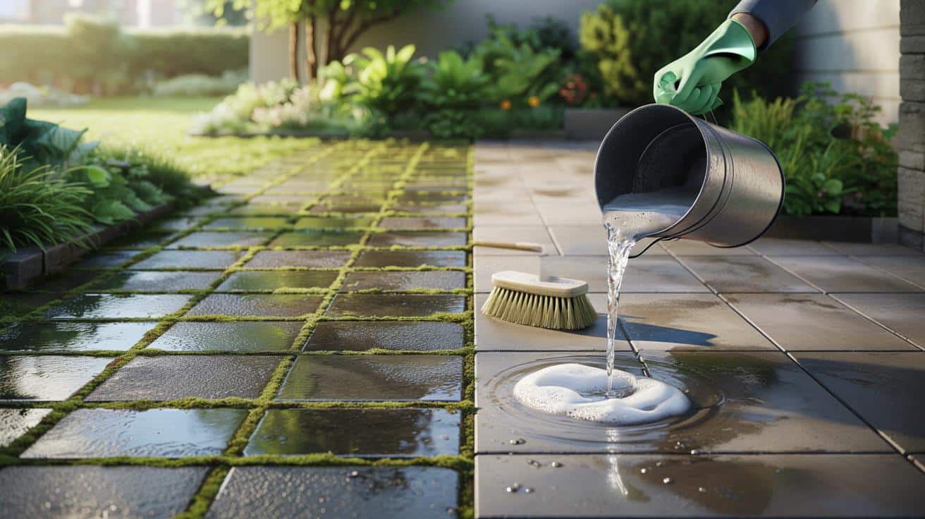 Jak raz na zawsze pozbyć się mchu z tarasu zwykłym płynem do naczyń