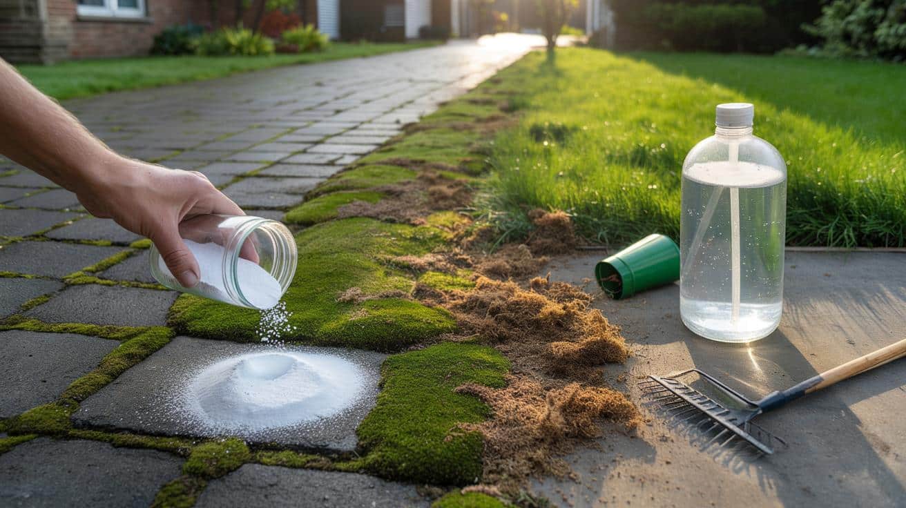 Jak usunąć mech z podjazdu i trawnika jednym kuchennym składnikiem