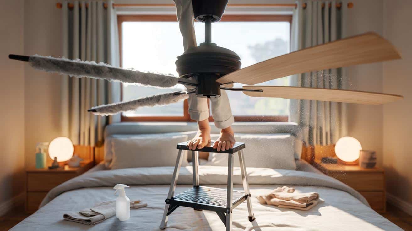 Jak wyczyścić wentylatory sufitowe bez usypywania kurzem na całą podłogę