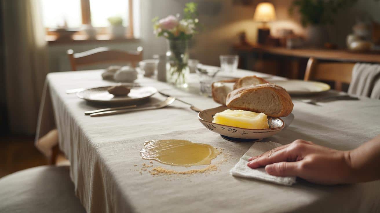 Jak wyprać plamy z tłustego smalcu z lnianego obrusa bez odbarwienia