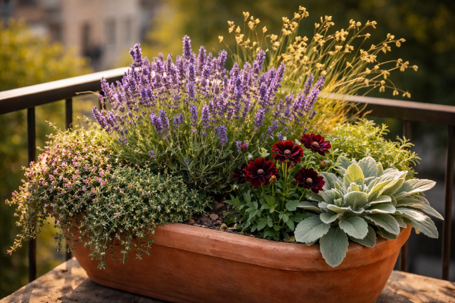 Jeden duży donicowy ogród na balkon: 5 roślin dla wszystkich zmysłów